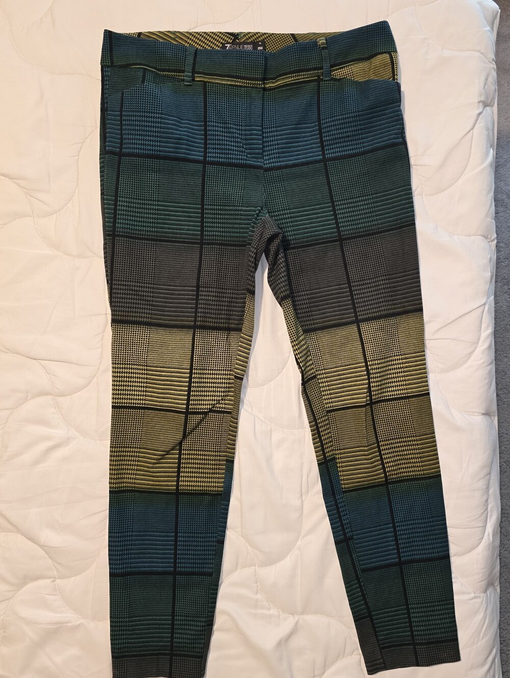 New York & Company 7th Avenue Womens Size 12 Green Yellow Plaid